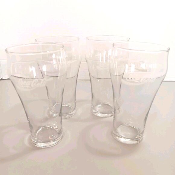 Set Of 4 Vtg Clear Coca-Cola "Enjoy Coke" Soda Fountain Glasses Tumblers 16oz - Picture 14 of 14